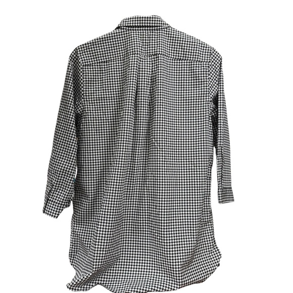Land’s End Black/White Houndstooth Button-Up Women’s Size 14 Shirt Rolled Sleeve - Picture 3 of 9